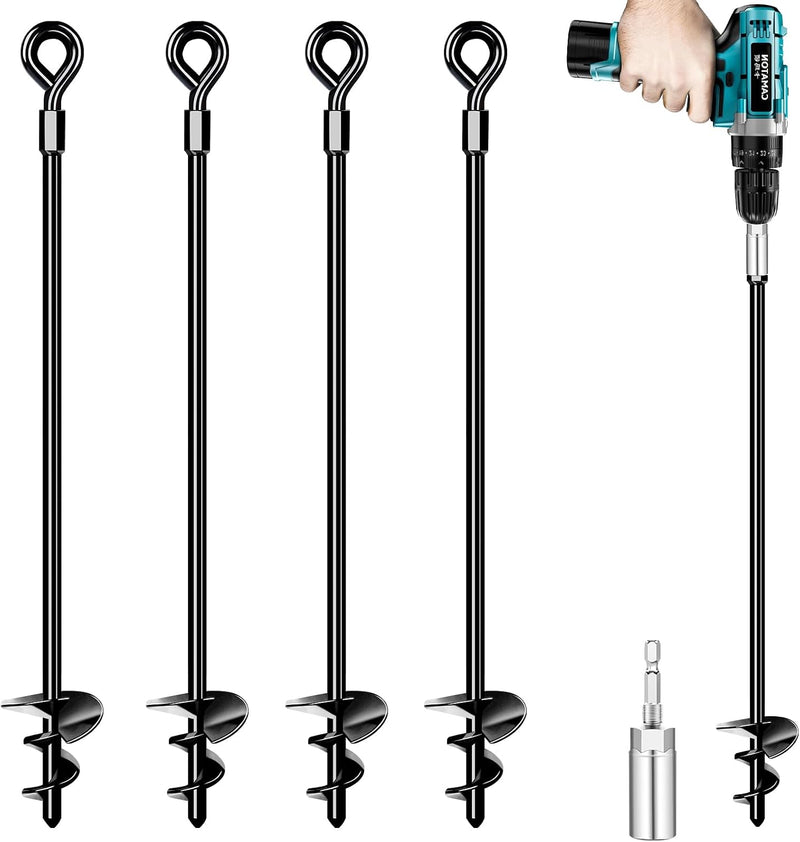 Chargez l'image dans la visionneuse de la galerie, Grondankers 4 stuks 61 cm heavy duty met booradapter – trampoline ankers – stormankers
