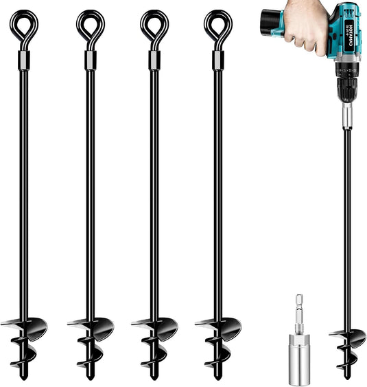 Grondankers 4 stuks 61 cm heavy duty met booradapter – trampoline ankers – stormankers