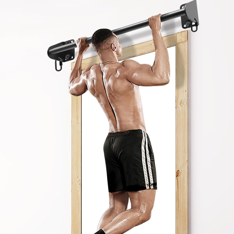 Laad afbeelding in Galerijviewer, Wandgemonteerde optrekstang met weerstandsbandhaken tot 200 kg – pull-up bar – fitness stang
