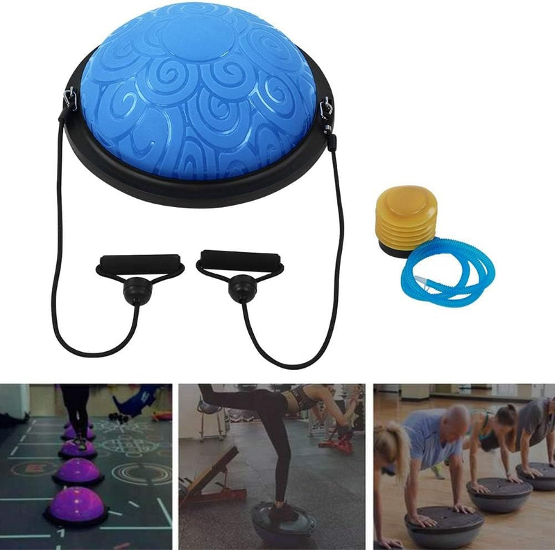 Laden Sie das Bild in Galerie -Viewer, Balanstrainer 46 cm met weerstandsbanden – antislip halve bal – core training – evenwichtstraining
