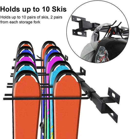 ANTOPY Ski Storage Rack for Garage Ski Storage Wall Mount Metal Ski Rack Holder Wall, Holds Up to 10 Pairs of Skis 200lbs for Garage Home Storage Organizer System Snowboard Hanger Tool Storage Racks