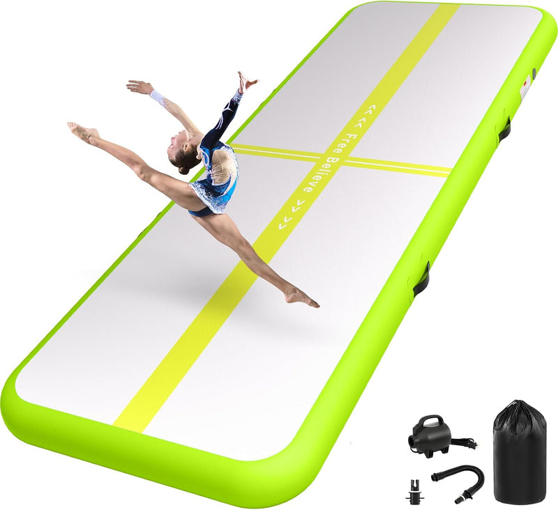 Laden Sie das Bild in Galerie -Viewer, Opblaasbare turnmat 2-6 m – 10/15 cm dik – gymnastiekmat met 600W elektrische pomp – voor fitness, yoga en thuis
