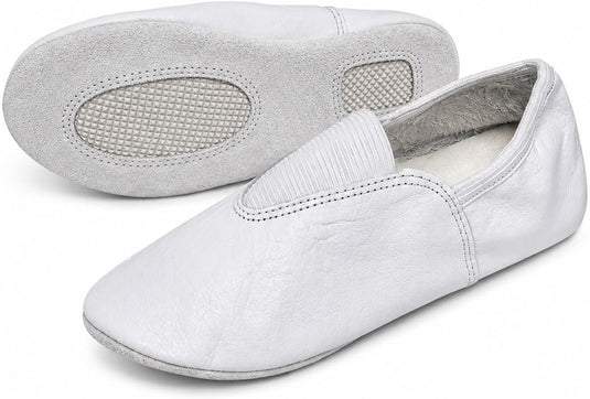 Gymnastiekschoenen met zachte leren zool wit – turnschoenen – yoga dans en trampoline