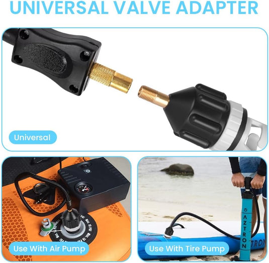 2 adaptateurs SUP pour pompe, en plastique et en aluminium, pour planches de paddle et bateaux pneumatiques - adaptateur de valve - accessoires de sports nautiques