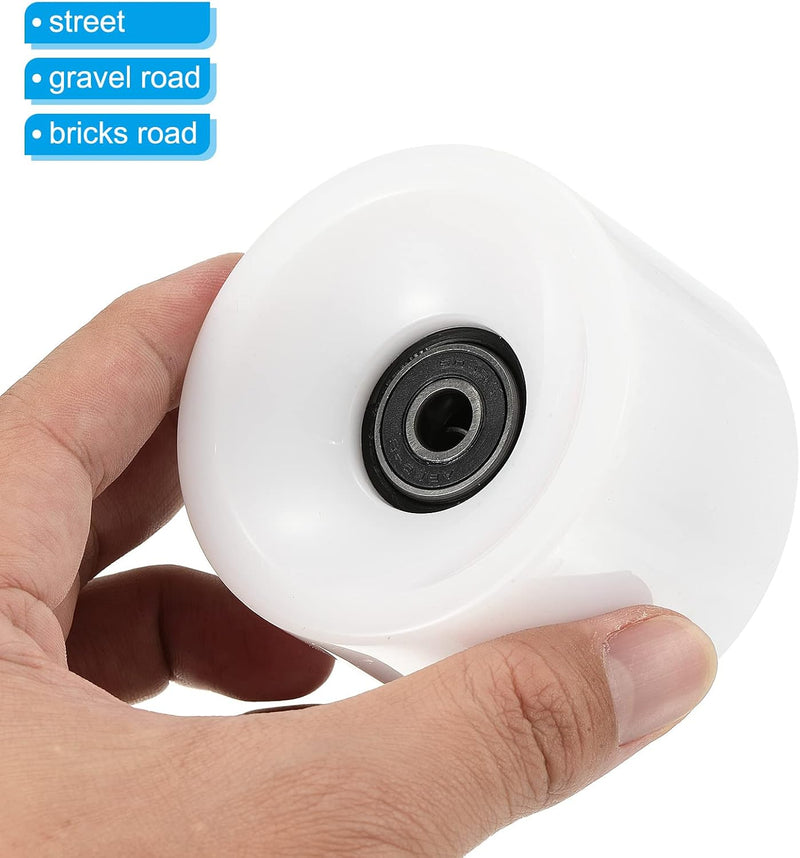 Load image into Gallery viewer, Longboard wielen 70 x 51 mm 78A met ABEC-9 lagers 4 stuks wit – cruiser skateboard wielen

