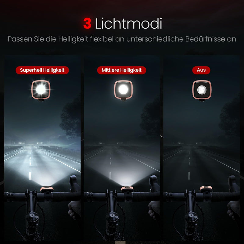 Laden Sie das Bild in Galerie -Viewer, Oplaadbaar fietsvoorlicht USB-C IPX5 waterbestendig met 3 lichtstanden – fietslamp – fietsverlichting

