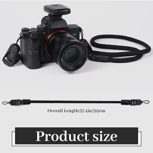 Verstelbare camerariem 95 cm – schouder- en polsband met snelsluiting voor DSLR en systeemcamera