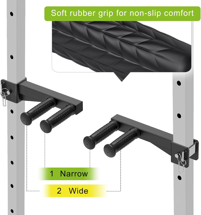 Laden Sie das Bild in Galerie -Viewer, Dip Bar Attachment voor 5 x 5 cm Power Rack, antislip brede en smalle handgrepen, 226 kg capaciteit, squat rack bevestiging voor dips, inverted rows, push-ups
