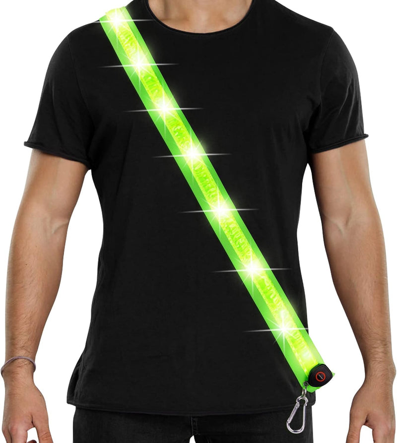 Laad afbeelding in Galerijviewer, flintronic Led-veiligheidsschouderriem, USB-oplaadbaar, led-lichtende enkele schouderriem met 3 verlichtingsmodi, voor mannen en vrouwen, nachtwandelingen, hardlopen, fietsen, joggen
