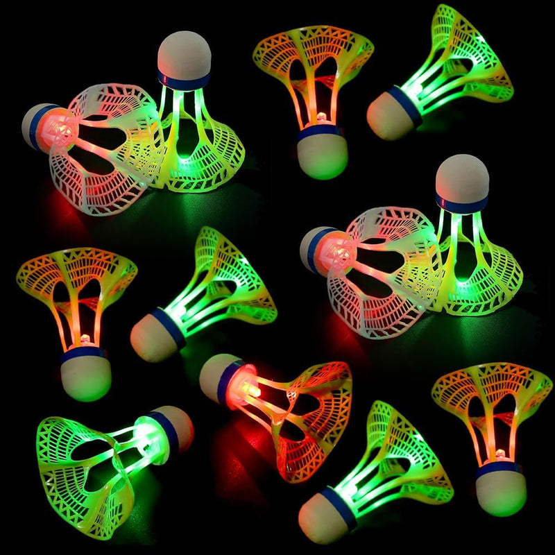 Charger l’image dans la visionneuse de galerie, Volants de badminton à LED, lot de 12 en nylon avec lumière rouge et verte pour jouer le soir – volants lumineux – volants de badminton
