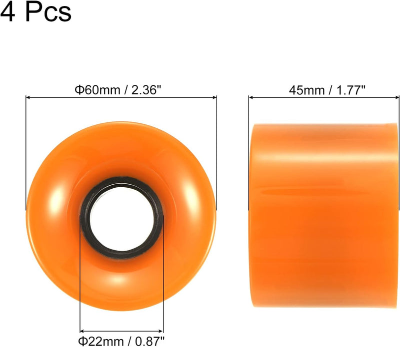 Load image into Gallery viewer, Longboard wielen 60 mm 78A PU 4 stuks oranje – zachte cruiser skateboard wielen – vervangingswielen
