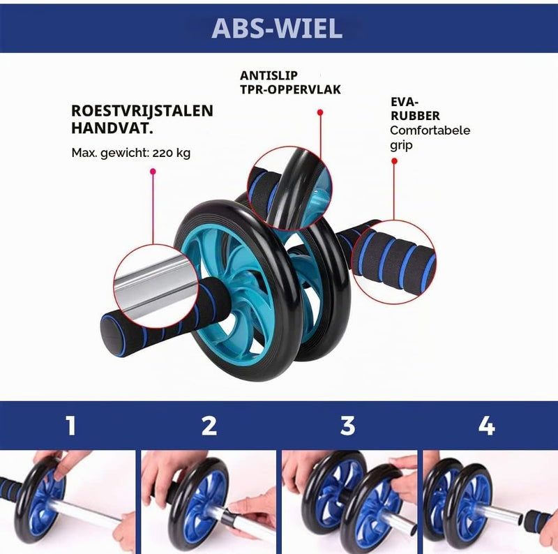 Laad afbeelding in Galerijviewer, Ab roller met automatische rebound elleboogsteun en telefoonhouder – buikspiertrainer – ab wheel
