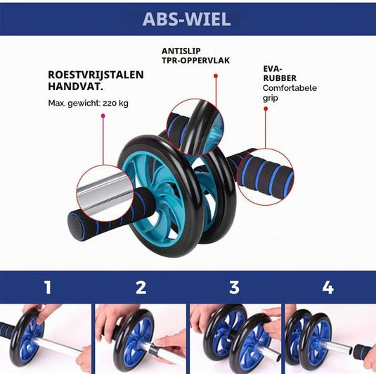Ab roller met automatische rebound elleboogsteun en telefoonhouder – buikspiertrainer – ab wheel