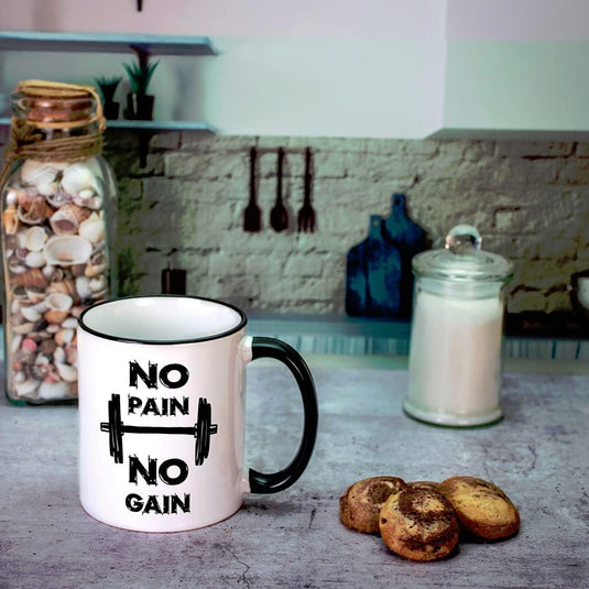 Mok met spreuk/opschrift "No Pain No Gain"