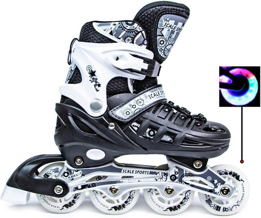 Adjustuble Rolschaatsen met oplichtende wielen voor kinderen en volwassenen - Kids Inline Roller laarzen met opbergtas voor peuters, rolschaatsen voor meisjes, jongens, professionals en