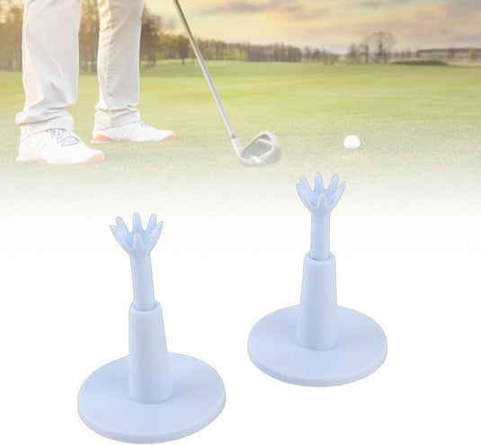 Verstelbare golftees 2 stuks van kunststof met rubberen balhouder 53 tot 73 mm – golfafslag – golftraining