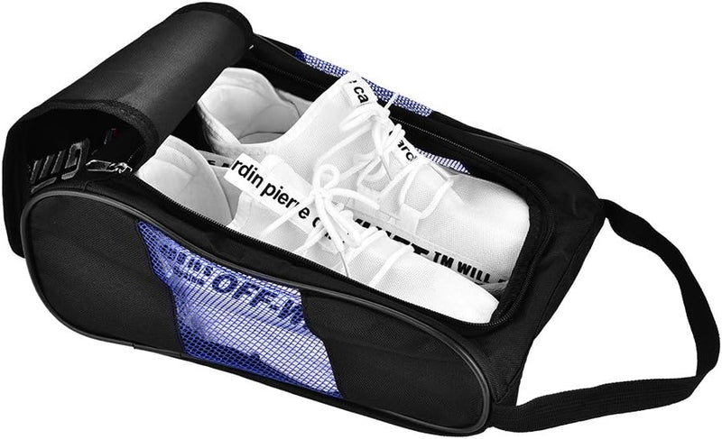 Laden Sie das Bild in Galerie -Viewer, Golfschoenentas van nylon met ventilatiegaas en dubbele ritssluiting – schoenentas – sporttas accessoires
