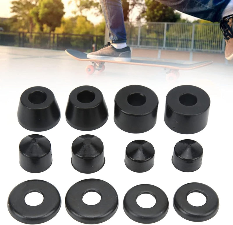 Laden Sie das Bild in Galerie -Viewer, Skateboard bushings 85A 12-delige rebuild set zwart – PU stuurrubbers – longboard skateboard accessoires
