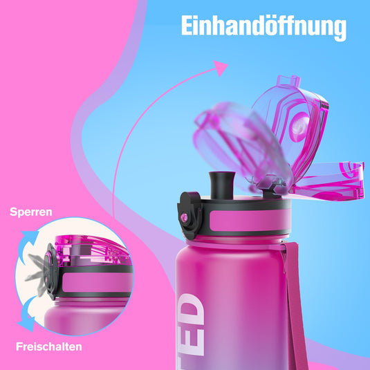 Drinkfles 750 ml BPA-vrij met tijdmarkeringen en lekvrije dop – waterfles – sportfles