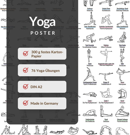 FIT BALANCED Yoga poster A2, met 76 yoga-oefeningen, asana's