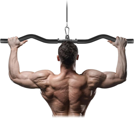 Lat pulldown bar 85 cm met draaischarnier en antislip handgrepen – kabelstang – fitness accessoire