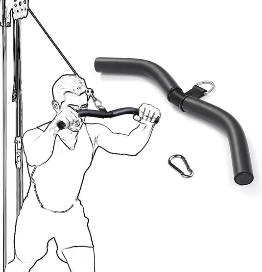 Rechte kabelstang 40 cm met antislip handgrepen tot 150 kg – lat pulldown bar – biceps triceps stang