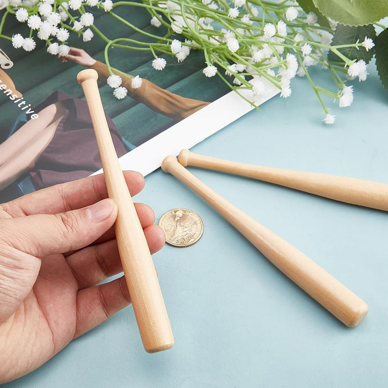 Laad afbeelding in Galerijviewer, Mini houten honkbalknuppels - 3 stuks - onbewerkt hout - 15 cm
