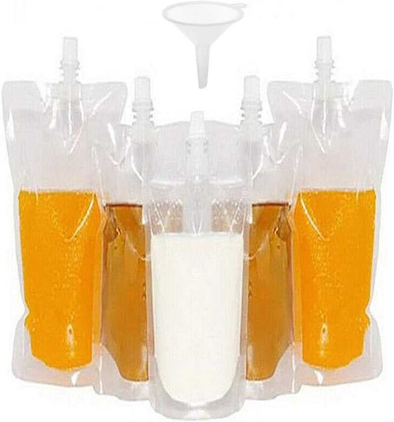 Laad afbeelding in Galerijviewer, 50 Dranken zakken, transparante smoothie zak container, zware hand-held lek-proof en verzegelbare drankzak, 238.1 g voor bevroren sap drankflessen, een plastic trechter (250ml)
