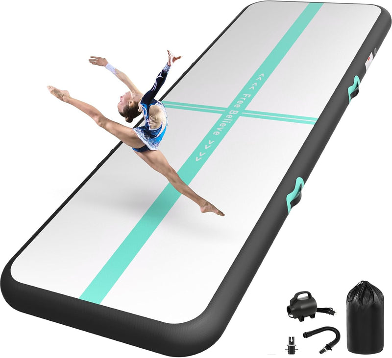 Laden Sie das Bild in Galerie -Viewer, Opblaasbare turnmat 2-6 m – 10/15 cm dik – gymnastiekmat met 600W elektrische pomp – voor fitness, yoga en thuis
