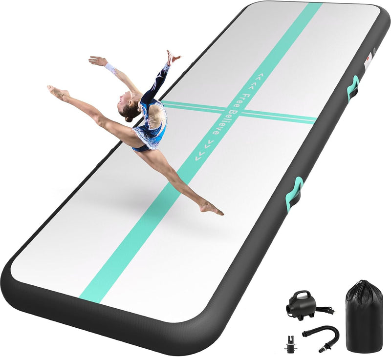 Laden Sie das Bild in Galerie -Viewer, Opblaasbare turnmat 2-6 m – 10/15 cm dik – gymnastiekmat met 600W elektrische pomp – voor fitness, yoga en thuis
