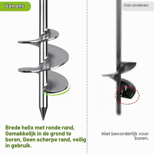 Grondankers 6 stuks 45 cm heavy duty met spanbanden en booradapter – trampoline ankers – stormankers