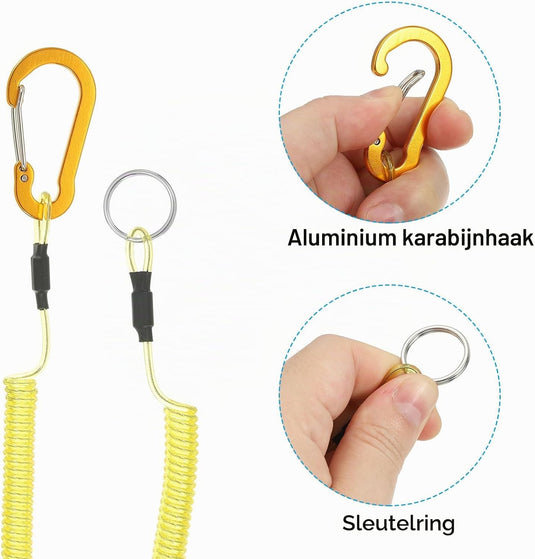 Spiraalkoorden 3 stuks uitschuifbaar tot 150 cm met clip groen – veiligheidslijnen – outdoor accessoires