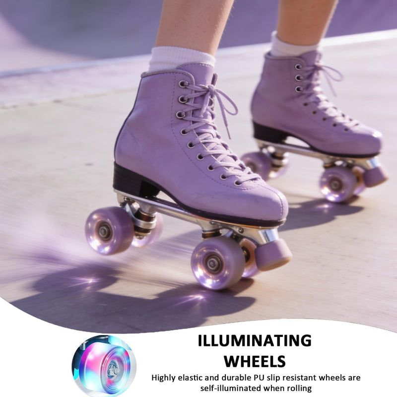 Load image into Gallery viewer, ERNAN Rolschaatsen met 4 wielen, parallelle skates met lichtgevende wielen, klassieke high-top, rolschaatsen voor volwassenen, meisjes, kinderen, beginners, maat 37-43
