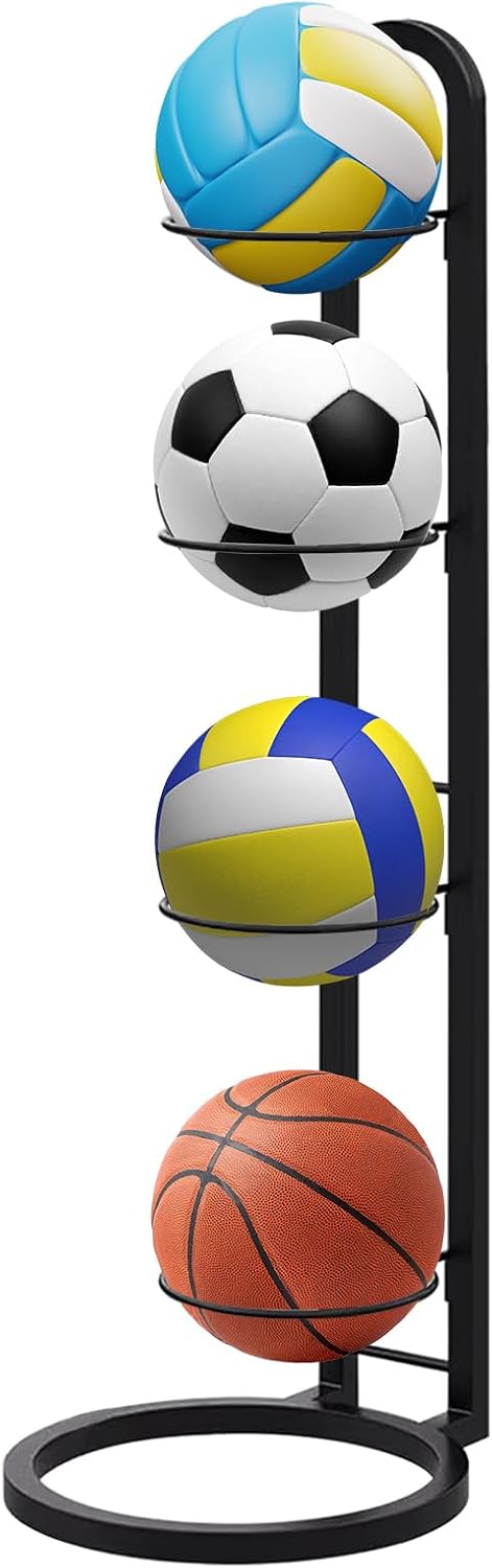 Laad afbeelding in Galerijviewer, Basketbal opbergrek, balopslag garage, verwijderbare kubus voetbalstandaard, koolstofstalen basketbalstandaard, organisator verticale balrek displaystandaard, voor basketbal, voetbal, volleybal (4
