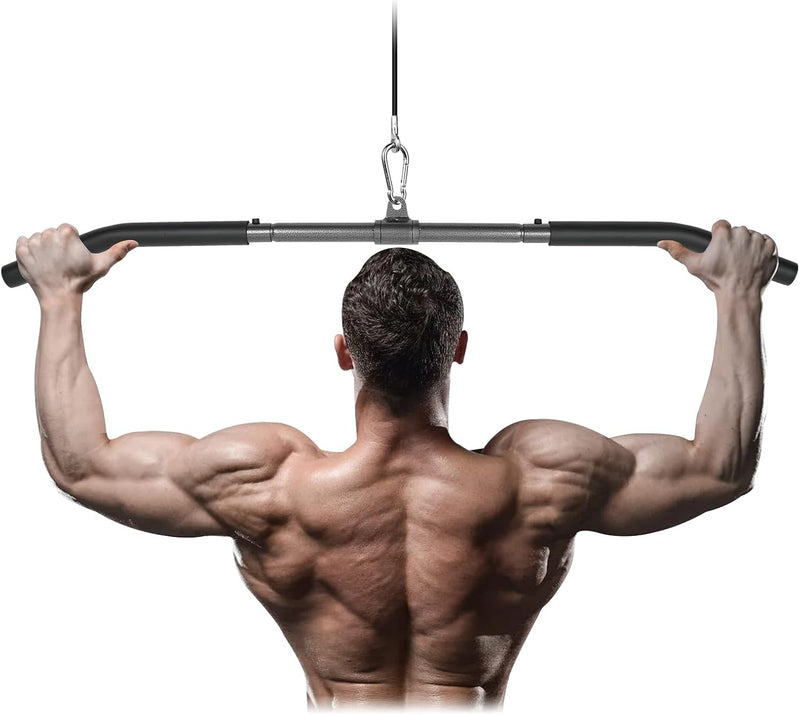 Chargez l'image dans la visionneuse de la galerie, Lat pulldown bar 85 cm met draaischarnier en antislip handgrepen – kabelstang – fitness accessoire
