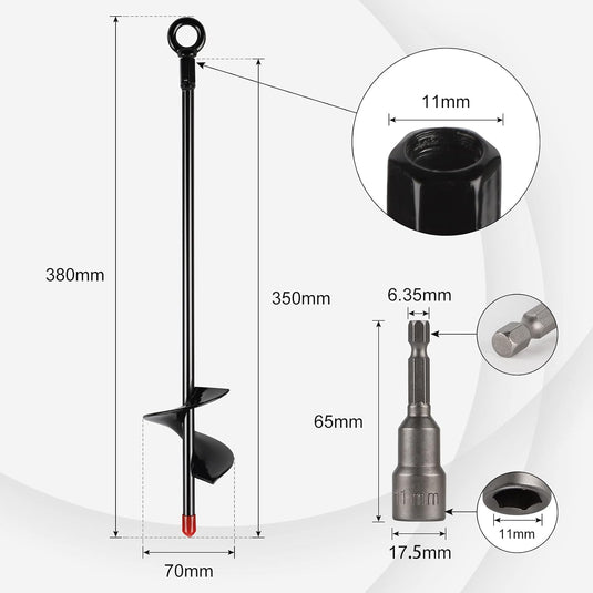 Grondankers 4 stuks 38 cm heavy duty met booradapter – trampoline ankers – stormankers