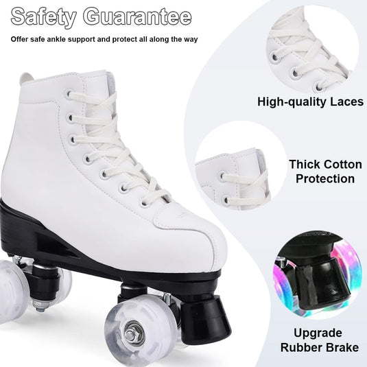 ERNAN Rolschaatsen met 4 wielen, parallelle skates met lichtgevende wielen, klassieke high-top, rolschaatsen voor volwassenen, meisjes, kinderen, beginners, maat 37-43