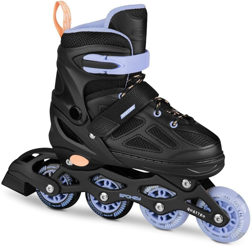 Load image into Gallery viewer, Verstelbare 4-in-1 skates voor kinderen – inline rolschaatsen triskates en schaatsen – zwart paars
