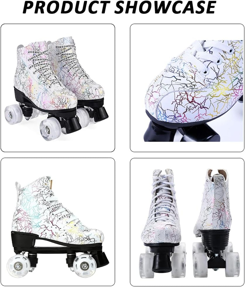 Load image into Gallery viewer, ERNAN Rolschaatsen met 4 wielen, parallelle skates met lichtgevende wielen, klassieke high-top, rolschaatsen voor volwassenen, meisjes, kinderen, beginners, maat 37-43
