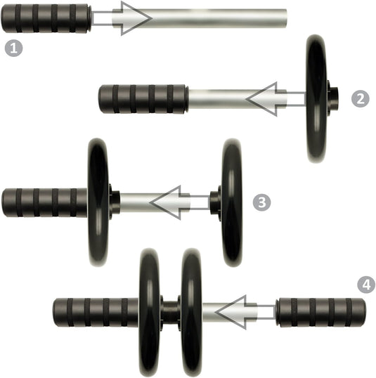 Ab roller met dubbele wielen en kniemat tot 150 kg – buikspiertrainer – ab wheel
