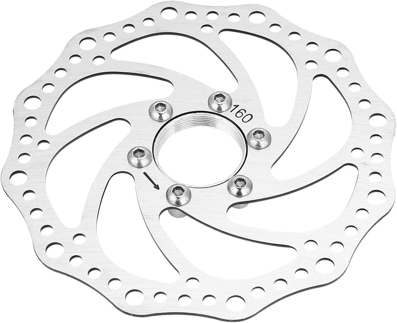 Laden Sie das Bild in Galerie -Viewer, Fahrrad-Bremsscheibe, 160 mm, aus Edelstahl mit Flanschadapter und 6 Befestigungsschrauben – Bremsrotor – Scheibenbremsenteile
