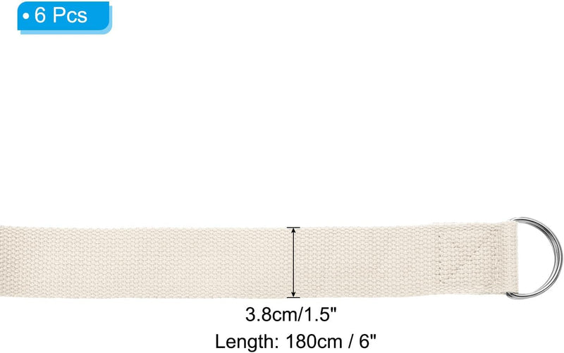 Załaduj obraz do przeglądarki galerii, Yogariemen 6 stuks 180 x 3,8 cm van katoen met D-ring bruin – stretchbanden – yoga pilates accessoires
