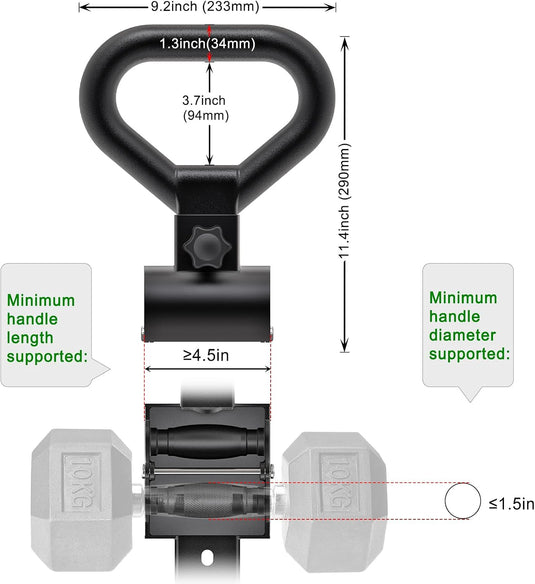 Halter naar kettlebell convertergreep zwart