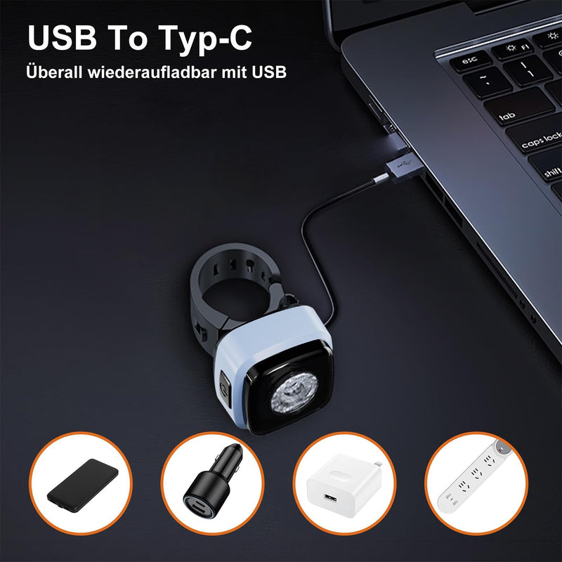 Laden Sie das Bild in Galerie -Viewer, Oplaadbaar fietsvoorlicht USB-C IPX5 waterbestendig met 3 lichtstanden – fietslamp – fietsverlichting
