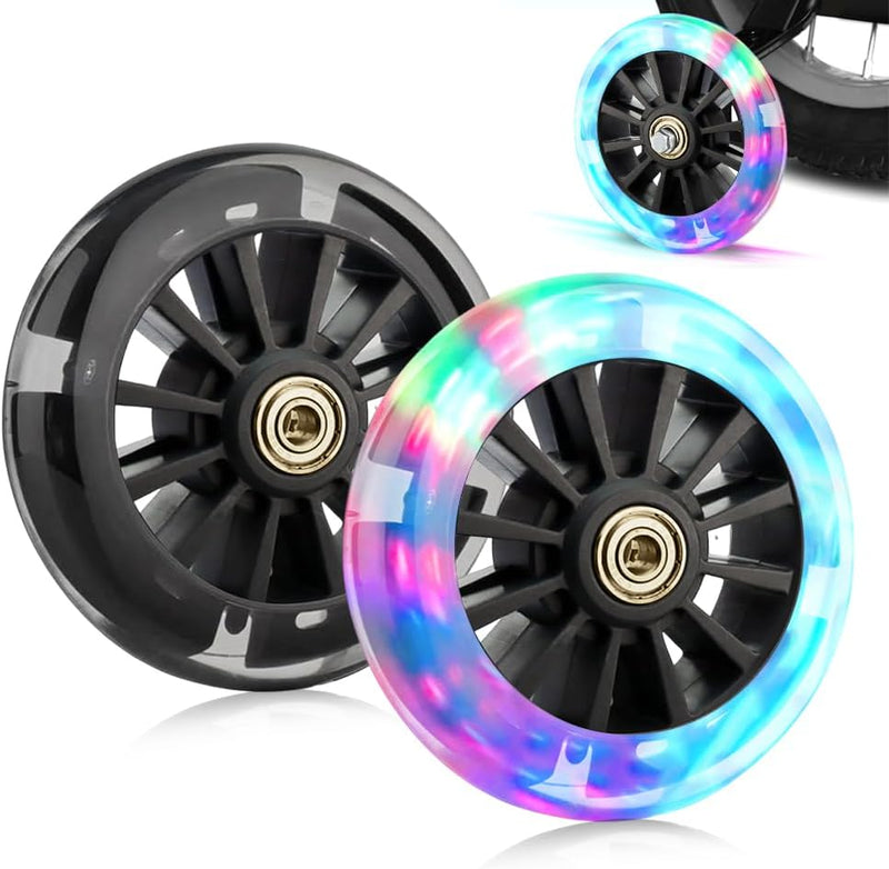 Load image into Gallery viewer, Lichtgevende step-wielen, 2 stuks, 120 mm, stuntstepbanden met led-lichtwielen, stille reservewielen voor stepwielen met ABEC-7 kogellagers, voor stuntsteppen en kickscooter (zwart)
