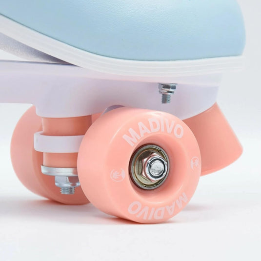 Madivo Pastel Klassieke retro rolschaatsen voor dames | ABEC-7 kogellagers | meisjes rolschaatsen, skeelers| blauw/koraal | maat 35, 36, 37, 38, 39, 40, 41