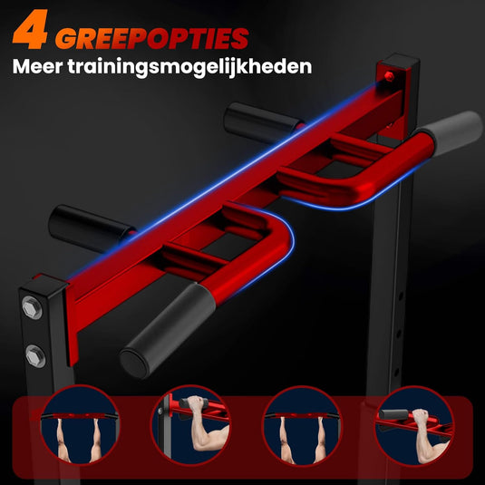 Opvouwbare power tower met verstelbare optrekstang en dip station tot 200 kg – pull-up bar – krachtstation