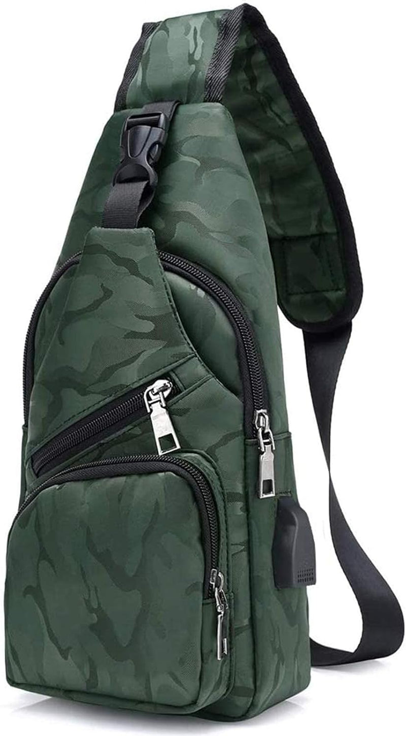 Laad afbeelding in Galerijviewer, flintronic Sling Bag met USB-Oplading, Borsttas met Verstelbare Riem, Multi-Pocket Crossbody Borst Tas, Wandelen Casual Outdoor Borstzak voor Heren

