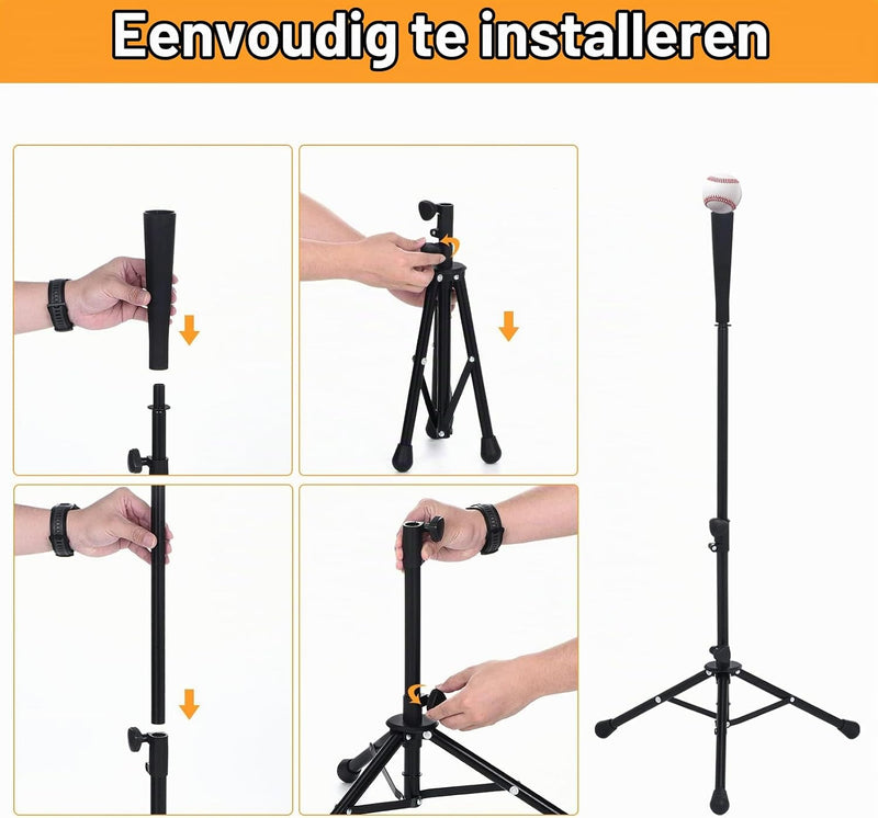 Laden Sie das Bild in Galerie -Viewer, Verstelbare batting tee 63-104 cm met statief zwart – baseball slagstandaard – honkbal softball accessoires
