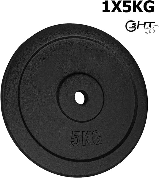 G5 HT SPORT Halterschijven van gietijzer, gatdiameter: 25 mm, voor sportschool en thuisgymnastiek, 0,5 tot 20 kg, voor halters en lange halters